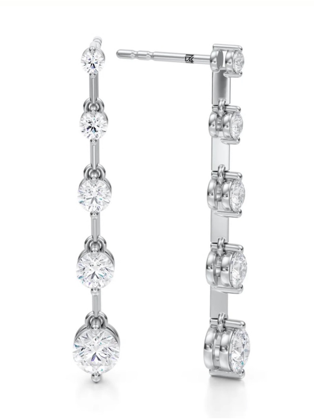 Lab diamond white gold drop earrings
